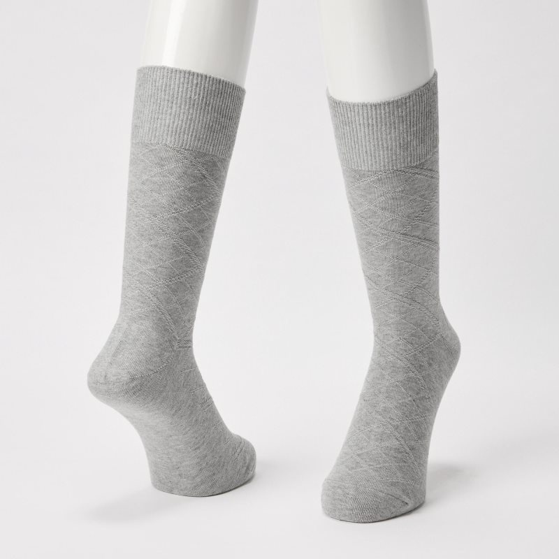 Chaussette Uniqlo Supima Cotton Links Checked Homme Grise | 8659683