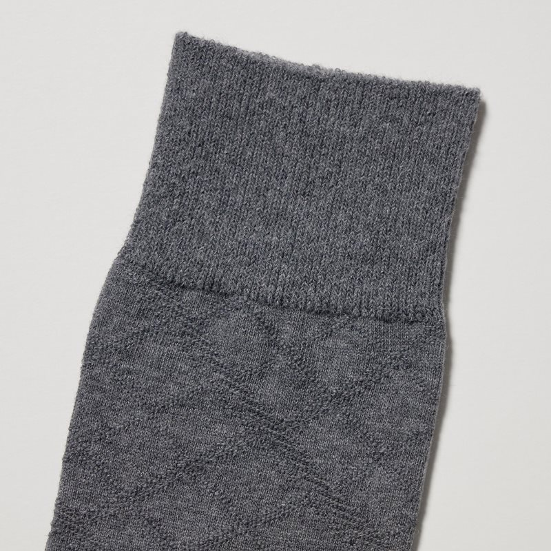Chaussette Uniqlo Supima Cotton Links Checked Homme Grise | 4920537
