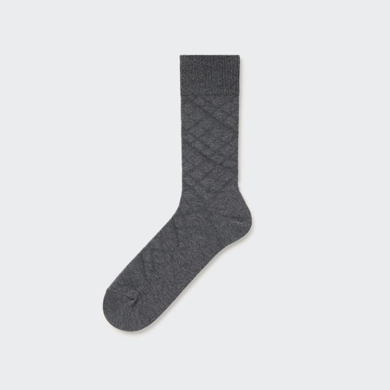 Chaussette Uniqlo Supima Cotton Links Checked Homme Grise | 4920537