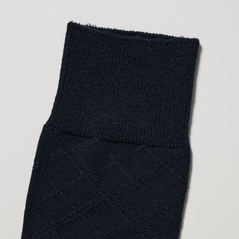 Chaussette Uniqlo Supima Cotton Links Checked Homme Bleu Marine | 641462