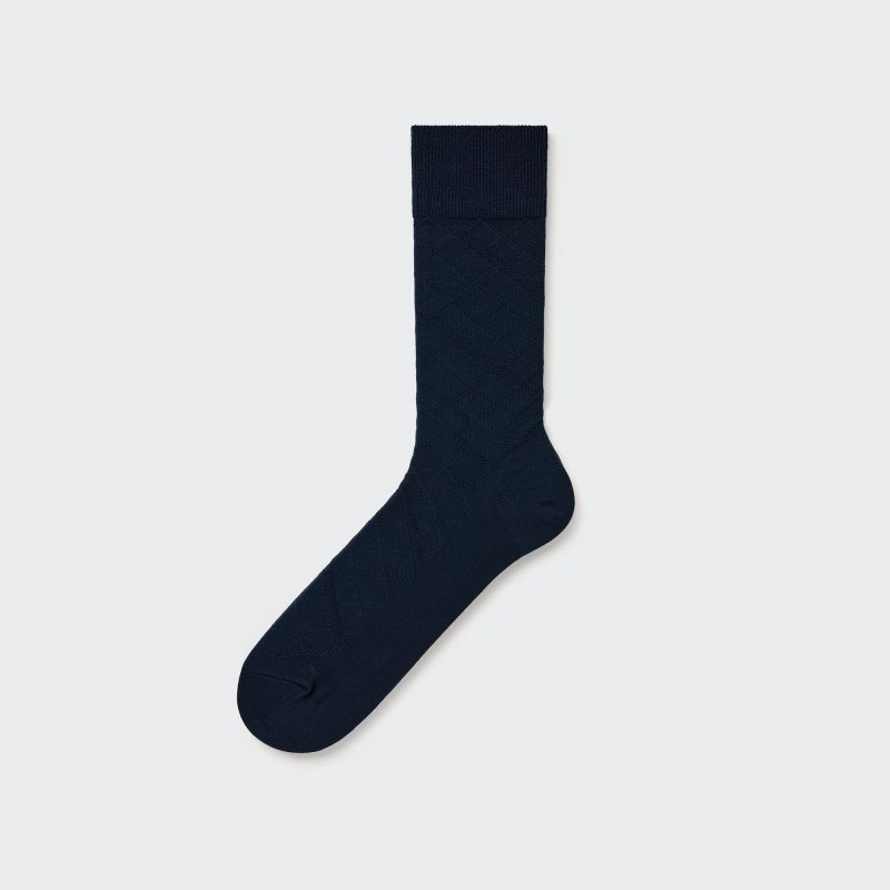 Chaussette Uniqlo Supima Cotton Links Checked Homme Bleu Marine | 641462