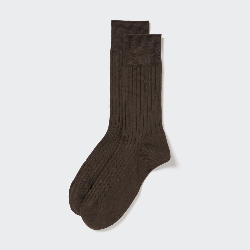 Chaussette Uniqlo Supima Cotton Wide Ribbed Homme Marron | 7037862