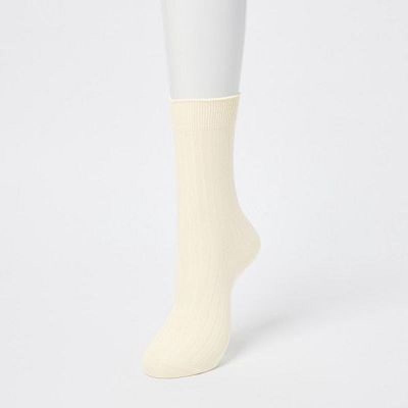 Chaussette Uniqlo Wide Ribbed (3 Pairs) Femme Blanche | 2335951