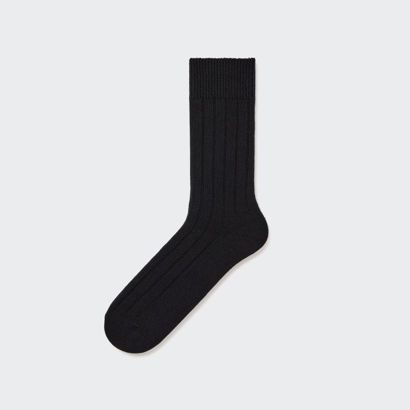 Chaussette Uniqlo Wide-ribbed Homme Noir | 7883204