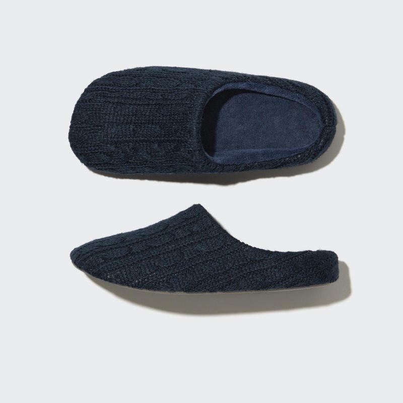 Chausson Uniqlo Cable Knit Rubber Sole Homme Bleu Marine | 7159034
