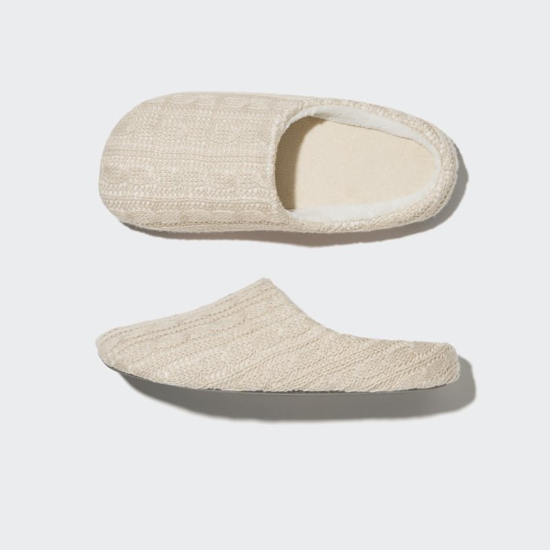 Chausson Uniqlo Cable Knit Rubber Sole Homme Beige | 9461653