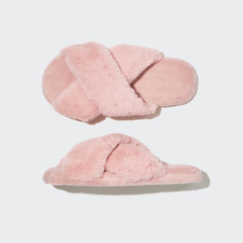 Chausson Uniqlo Fleece Room Furry Fleece Homme Rose | 5901939