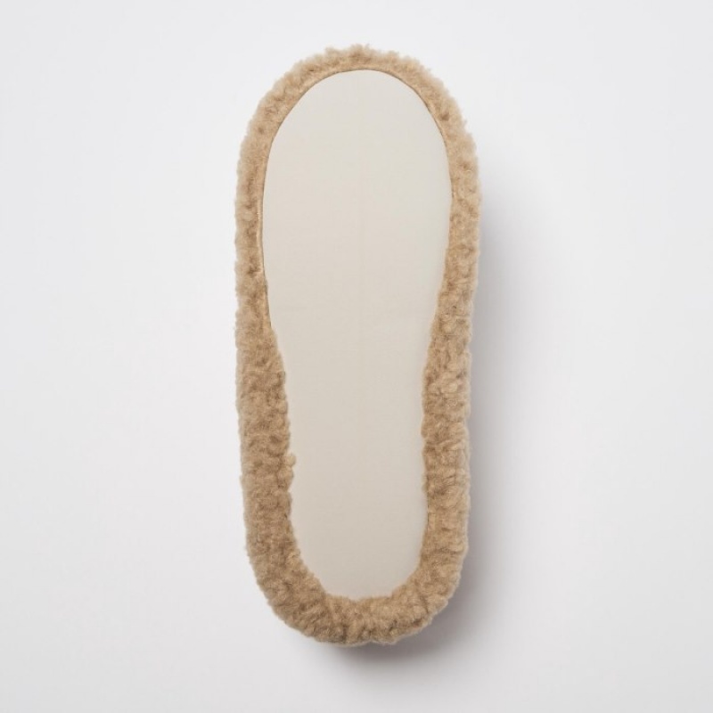 Chausson Uniqlo Fleece Room Shoes Faux Shearling Fleece Femme Beige | 8654139