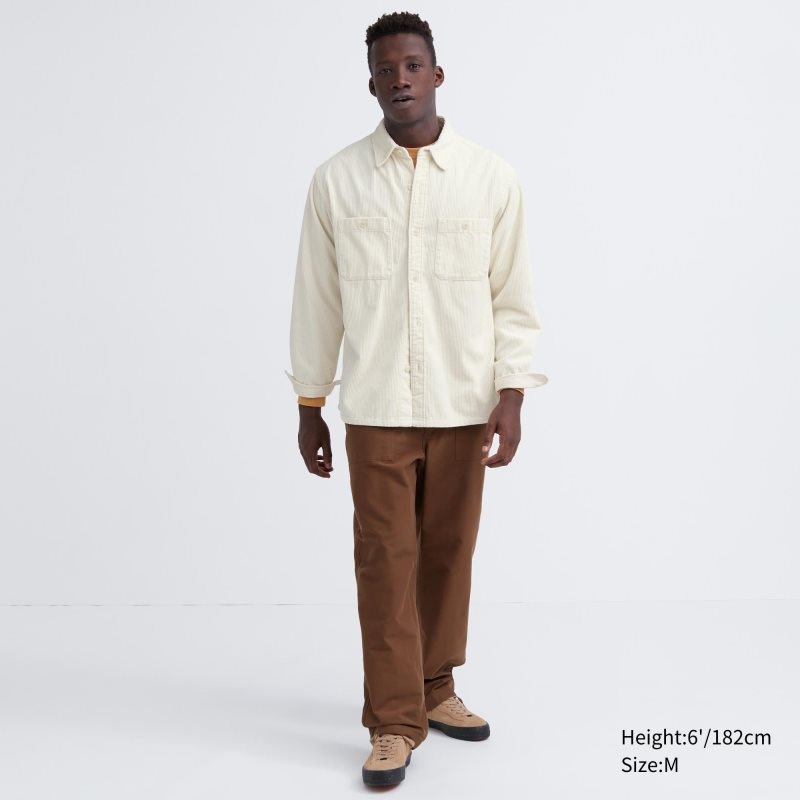 Chemises Uniqlo Corduroy Work Long-sleeve Homme Bleu Marine | 5788564