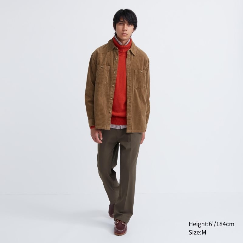 Chemises Uniqlo Corduroy Work Long-sleeve Homme Bleu Marine | 5788564