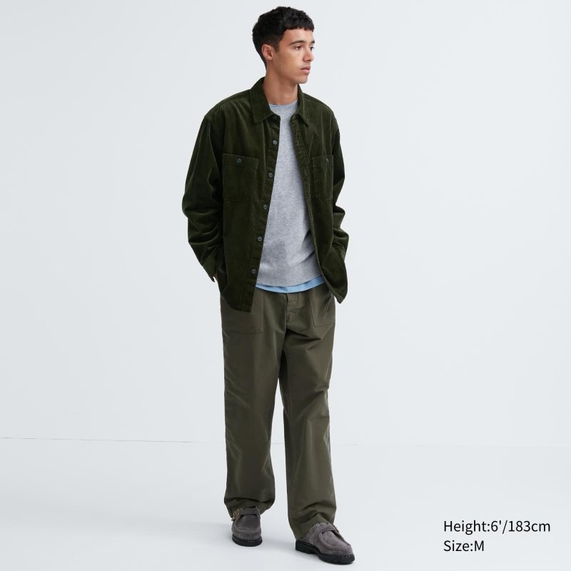 Chemises Uniqlo Corduroy Work Long-sleeve Homme Bleu Marine | 5788564