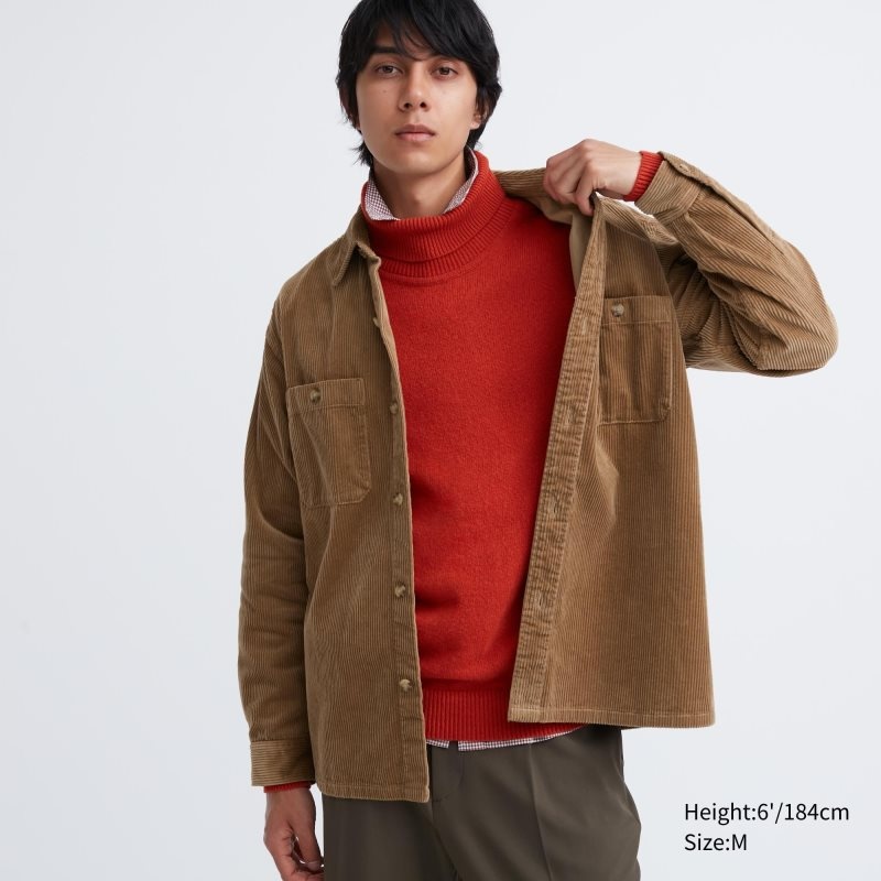 Chemises Uniqlo Corduroy Work Long-sleeve Homme Marron | 4909368