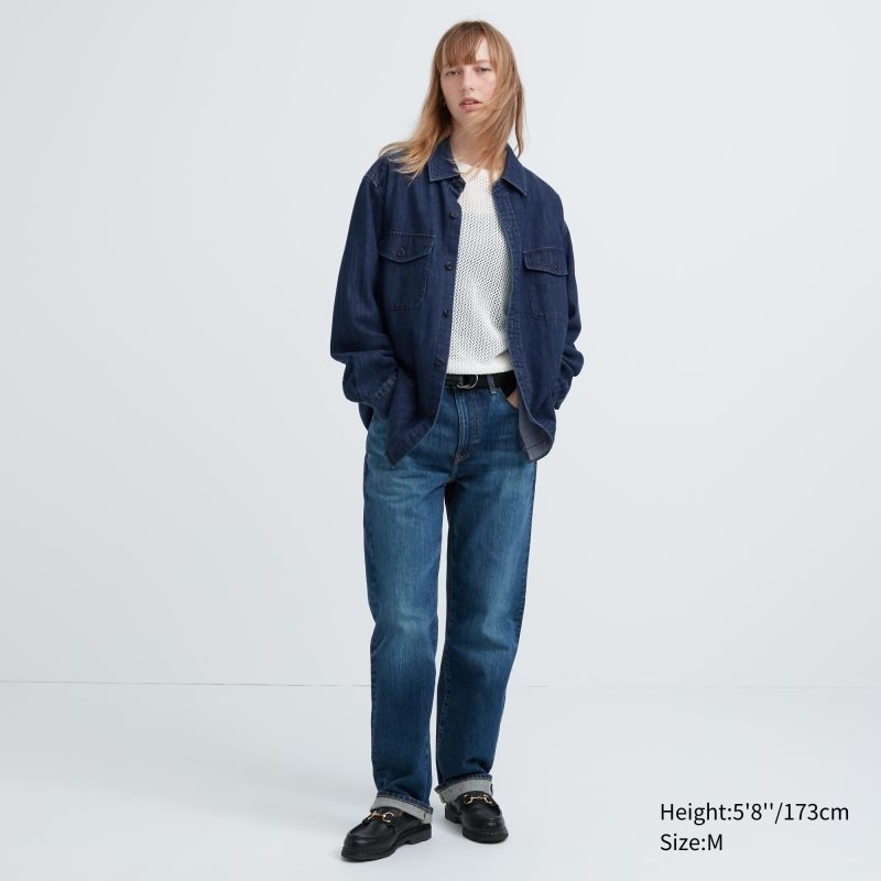 Chemises Uniqlo Denim Utility Long-sleeve Overshirt Homme Bleu | 858987