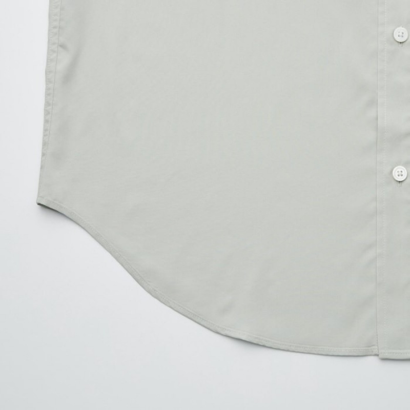 Chemises Uniqlo Draped Long-Sleeve Femme Grise | 6429042