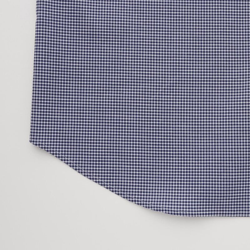 Chemises Uniqlo Easy Care Checked Stretch Slim-fit Long-sleeve Homme Bleu Marine | 9558826