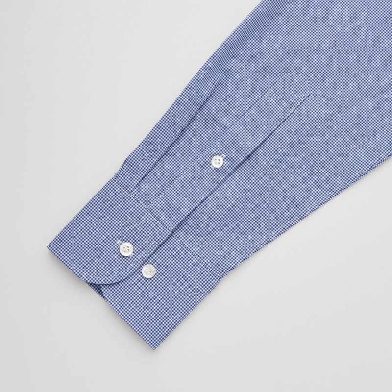 Chemises Uniqlo Easy Care Checked Stretch Slim-fit Long-sleeve Homme Bleu | 9599259