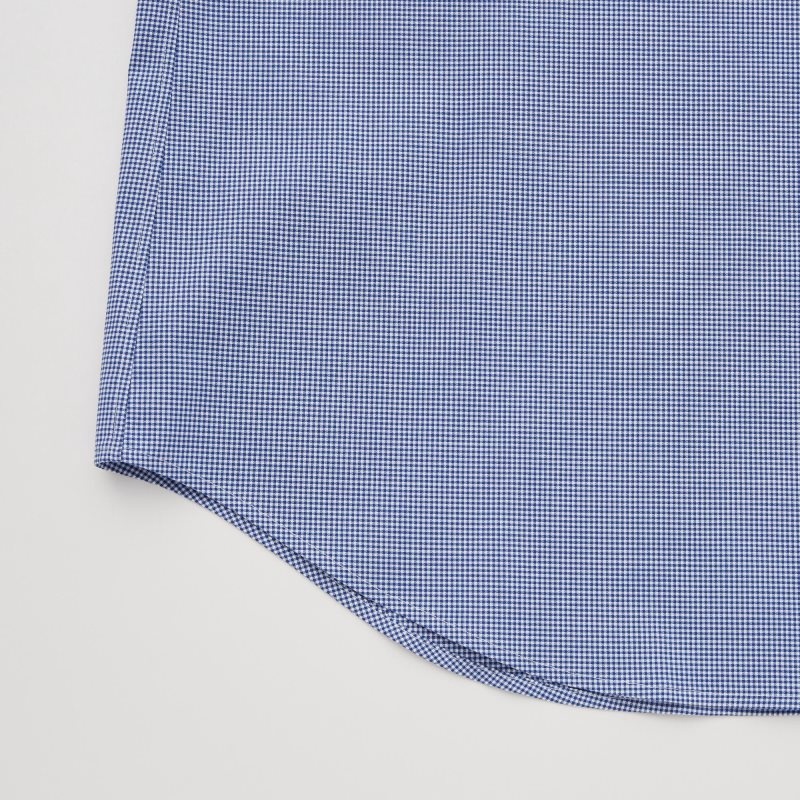 Chemises Uniqlo Easy Care Checked Stretch Slim-fit Long-sleeve Homme Bleu | 9599259