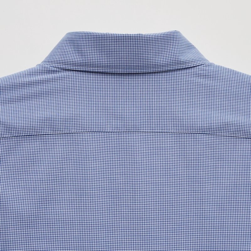 Chemises Uniqlo Easy Care Checked Stretch Slim-fit Long-sleeve Homme Bleu | 9599259
