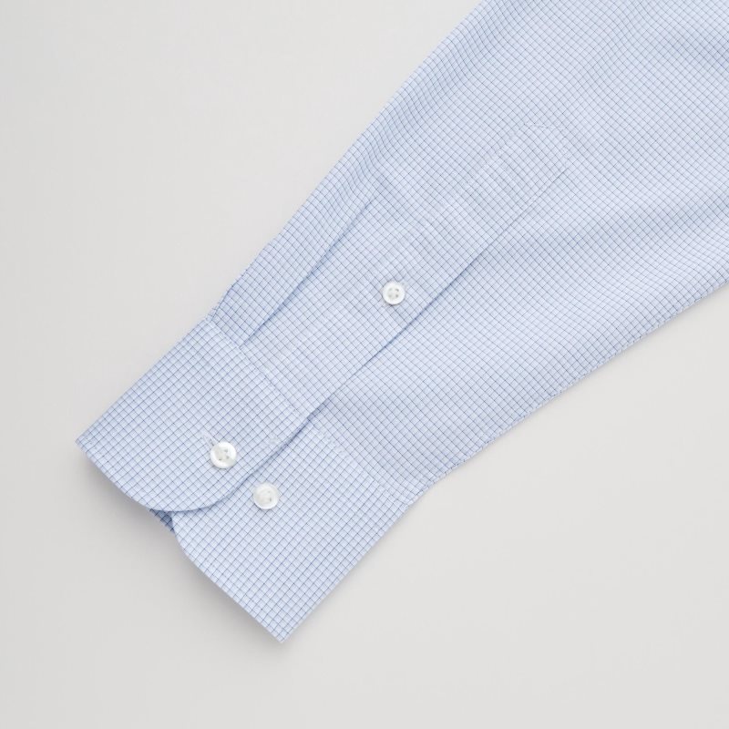 Chemises Uniqlo Easy Care Checked Stretch Slim-fit Long-sleeve Homme Bleu | 9856506