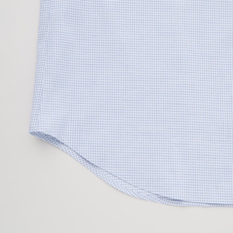 Chemises Uniqlo Easy Care Checked Stretch Slim-fit Long-sleeve Homme Bleu | 9856506