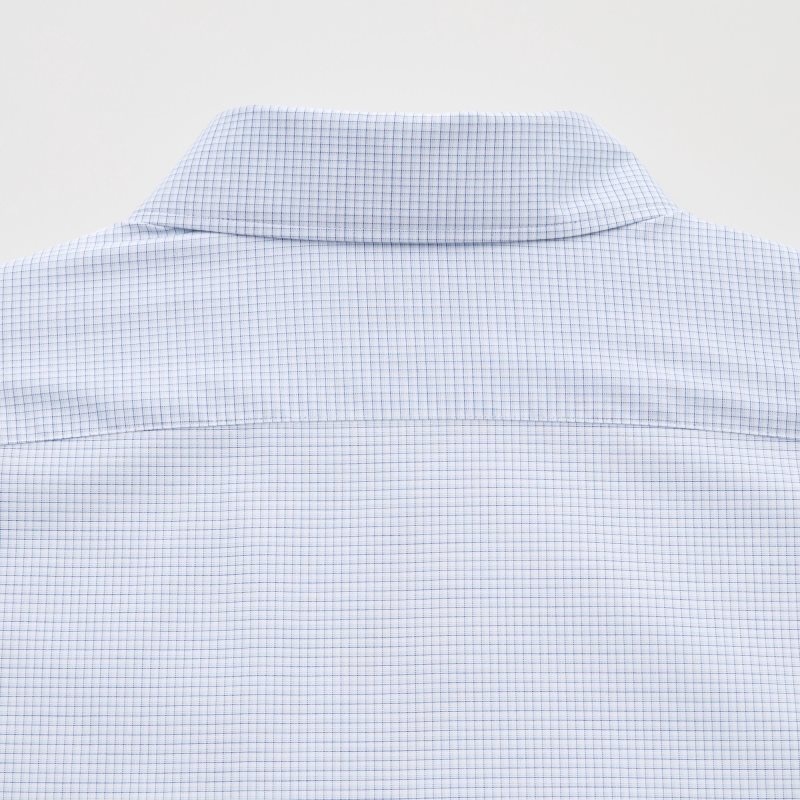 Chemises Uniqlo Easy Care Checked Stretch Slim-fit Long-sleeve Homme Bleu | 9856506