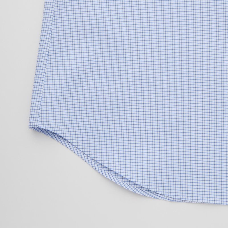 Chemises Uniqlo Easy Care Checked Stretch Slim-fit Long-sleeve Homme Bleu | 8110320