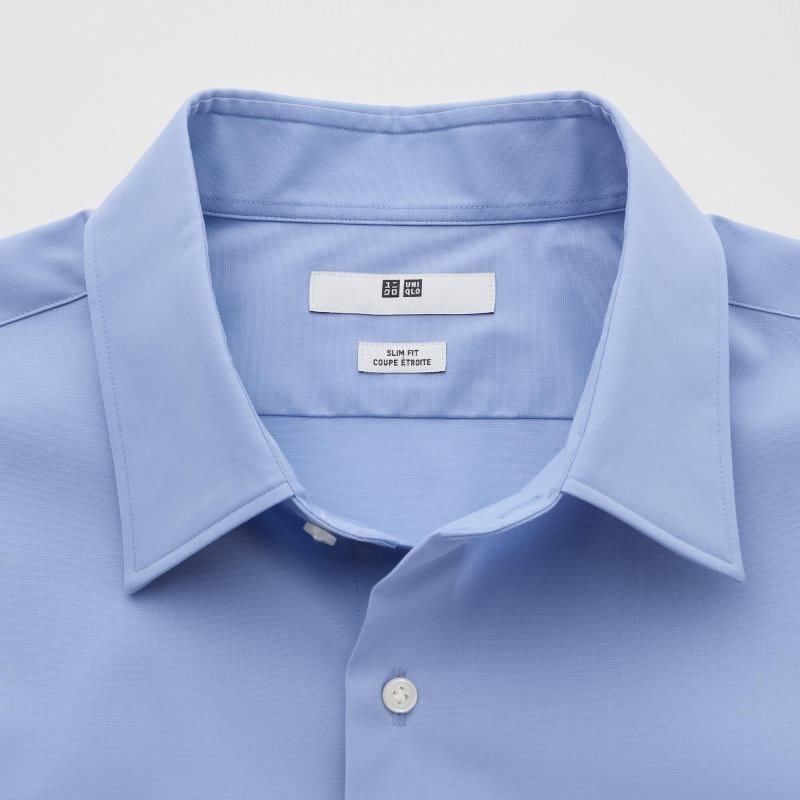 Chemises Uniqlo Easy Care Stretch Slim Fit Long-sleeve Homme Bleu | 3630787