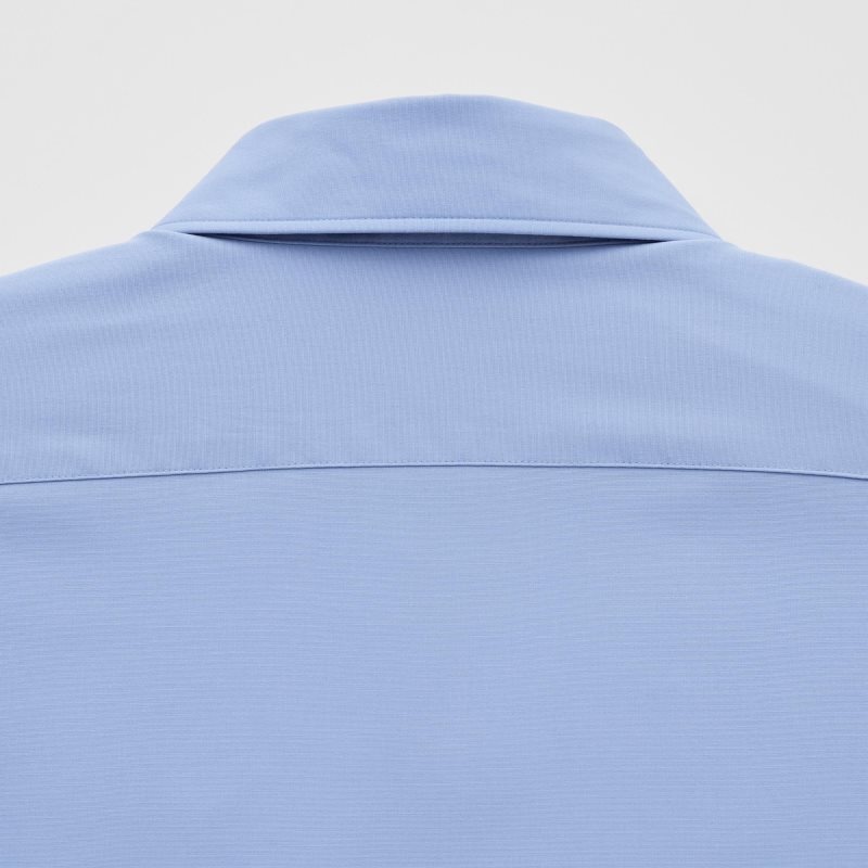 Chemises Uniqlo Easy Care Stretch Slim Fit Long-sleeve Homme Bleu | 3630787