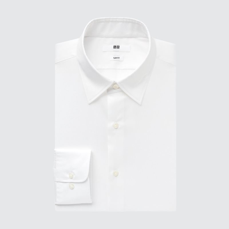 Chemises Uniqlo Easy Care Stretch Slim Fit Long-sleeve Homme Blanche | 2864110