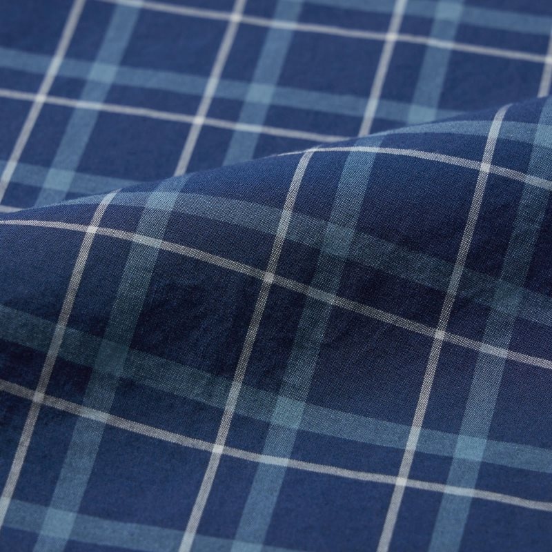 Chemises Uniqlo Extra Fine Cotton Broadcloth Checked Long-sleeve Homme Bleu Marine | 2952488