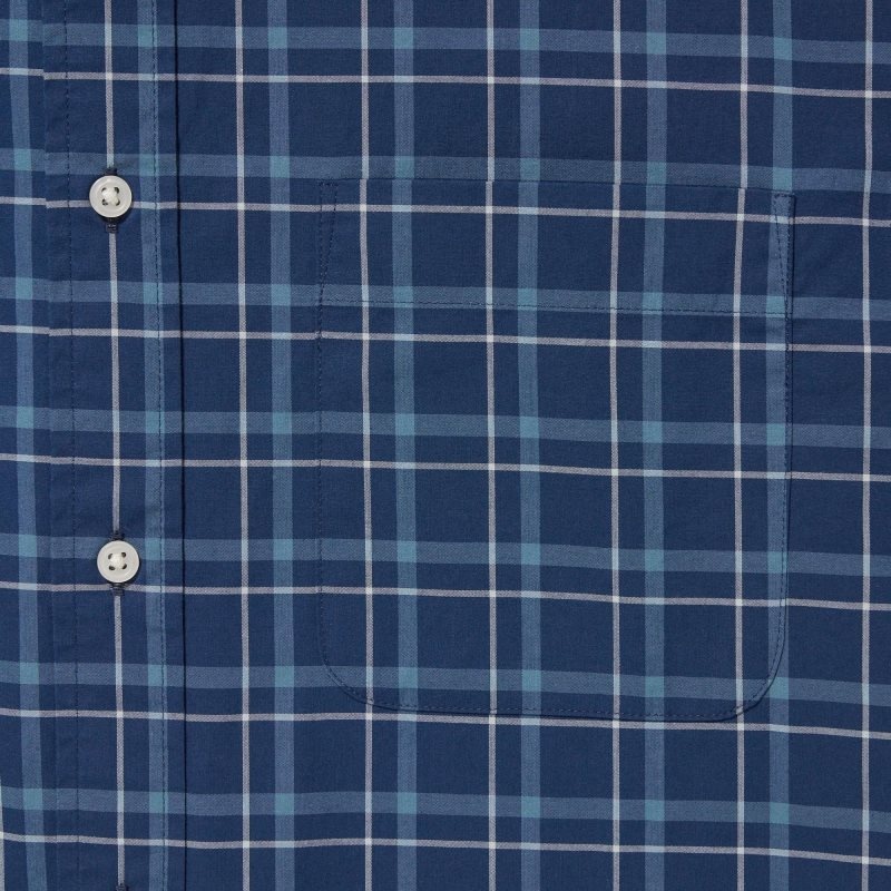 Chemises Uniqlo Extra Fine Cotton Broadcloth Checked Long-sleeve Homme Bleu Marine | 2952488