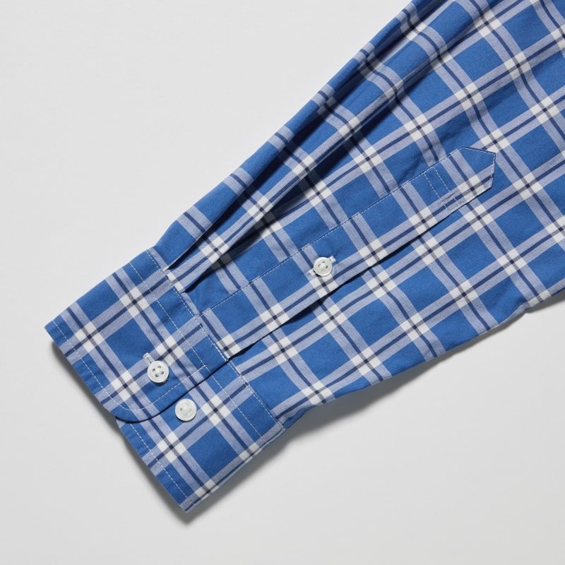 Chemises Uniqlo Extra Fine Cotton Broadcloth Long-sleeve Homme Bleu | 3973005