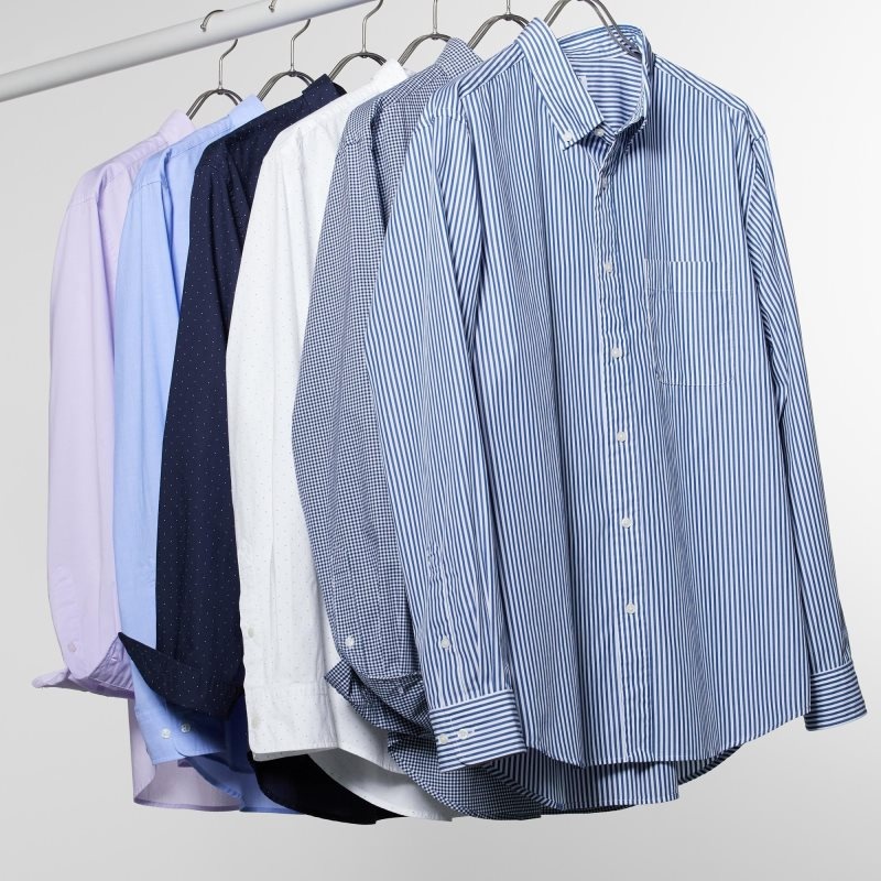 Chemises Uniqlo Extra Fine Cotton Broadcloth Striped Long-sleeve Homme Bleu | 1285493