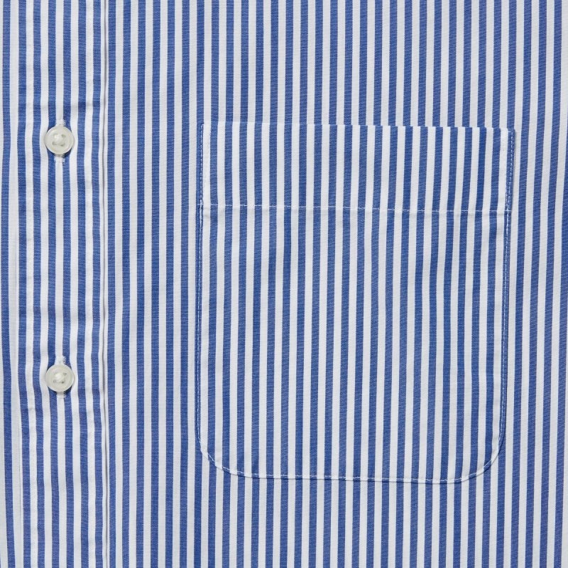 Chemises Uniqlo Extra Fine Cotton Broadcloth Striped Long-sleeve Homme Bleu | 1285493