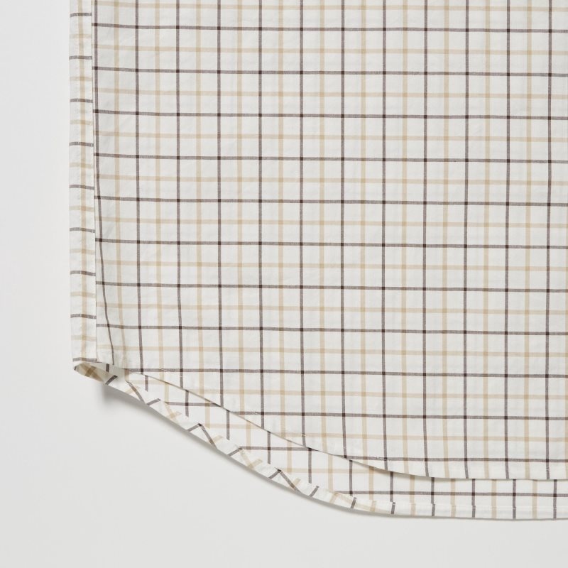 Chemises Uniqlo Extra Fine Cotton Broadcloth Checked Long-sleeve Homme Blanche | 6296546