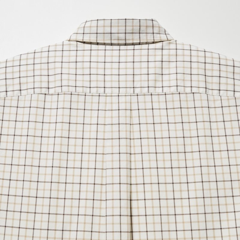 Chemises Uniqlo Extra Fine Cotton Broadcloth Checked Long-sleeve Homme Blanche | 6296546