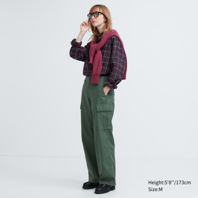 Chemises Uniqlo Extra Fine Cotton Broadcloth Checked Casual Femme Bordeaux | 4946191
