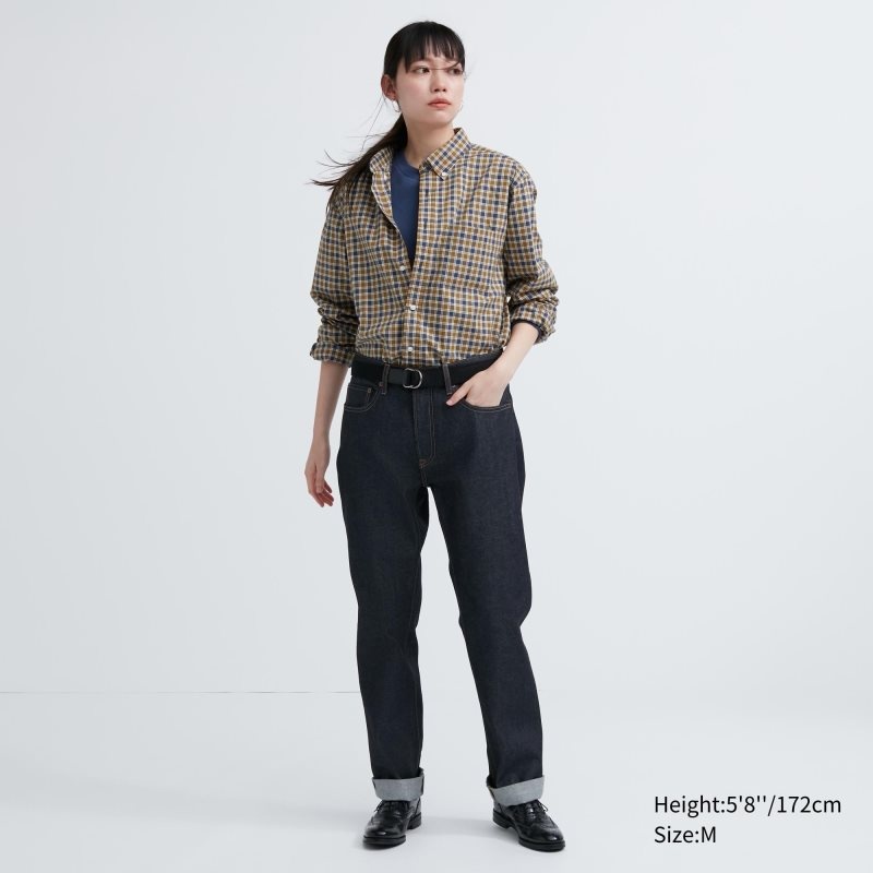 Chemises Uniqlo Extra Fine Cotton Broadcloth Checked Long-sleeve Homme Jaune | 8133829