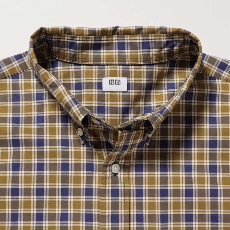 Chemises Uniqlo Extra Fine Cotton Broadcloth Checked Long-sleeve Homme Jaune | 8133829