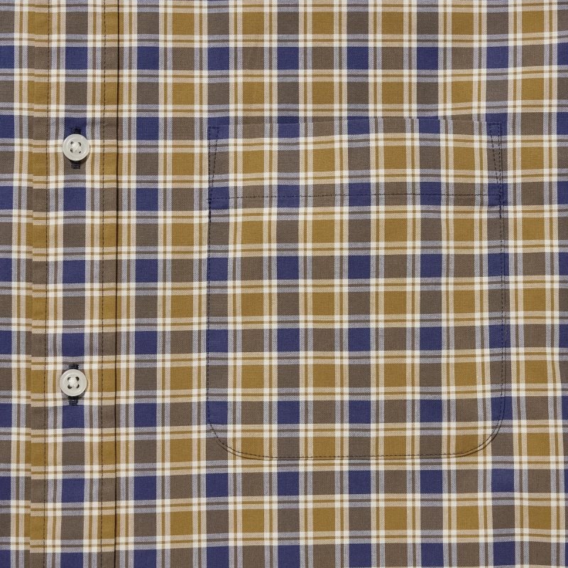 Chemises Uniqlo Extra Fine Cotton Broadcloth Checked Long-sleeve Homme Jaune | 8133829