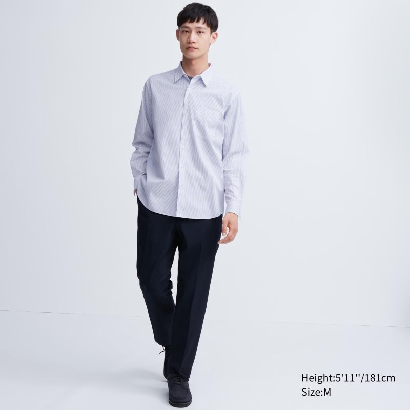 Chemises Uniqlo Extra Fine Cotton Broadcloth Long-sleeve Homme Blanche | 7175868