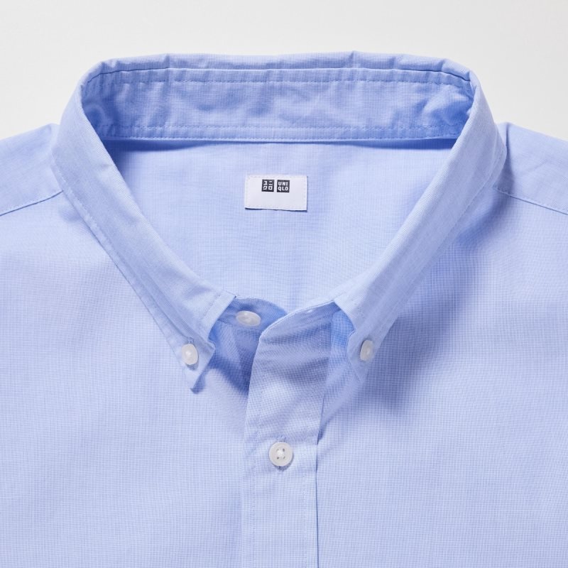Chemises Uniqlo Extra Fine Cotton Broadcloth Long-sleeve Homme Bleu | 6143010