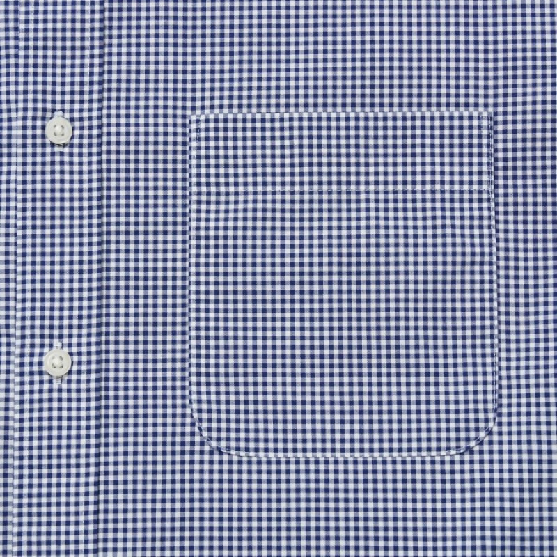 Chemises Uniqlo Extra Fine Cotton Broadcloth Checked Casual Femme Bleu | 1064491