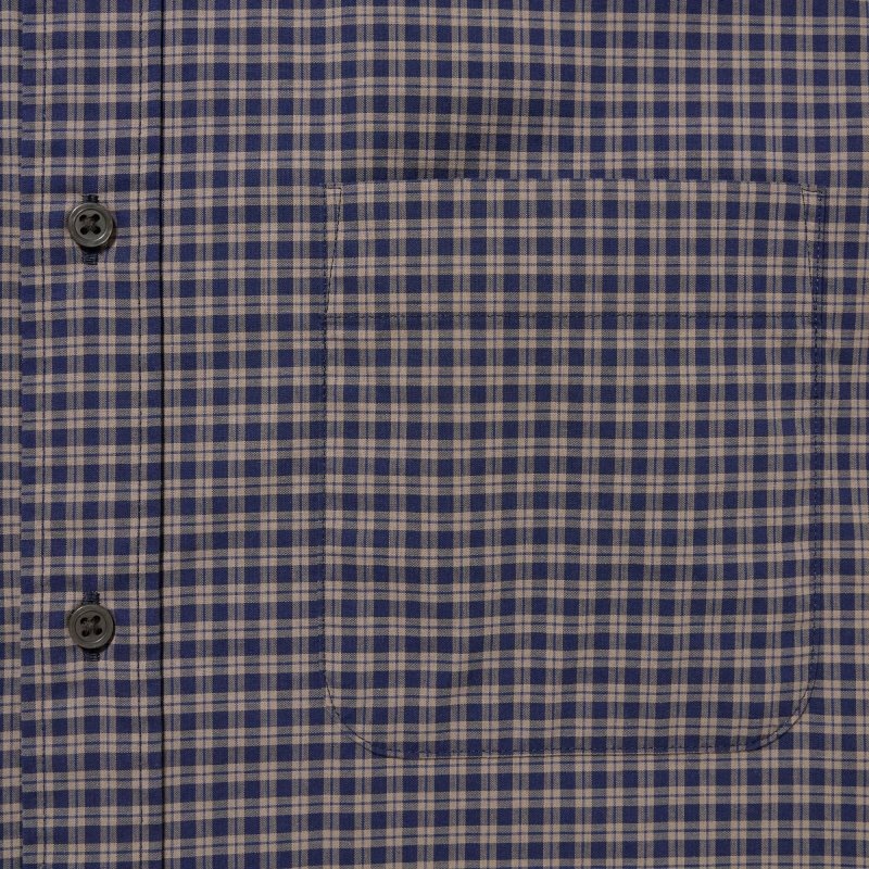 Chemises Uniqlo Extra Fine Cotton Broadcloth Checked Long-sleeve Homme Marron | 5946019