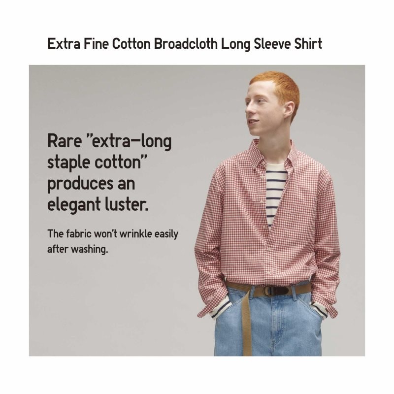Chemises Uniqlo Extra Fine Cotton Broadcloth Long-sleeve Homme Jaune | 2989134