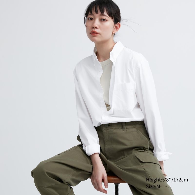 Chemises Uniqlo Extra Fine Cotton Broadcloth Long-sleeve Homme Blanche | 1676016