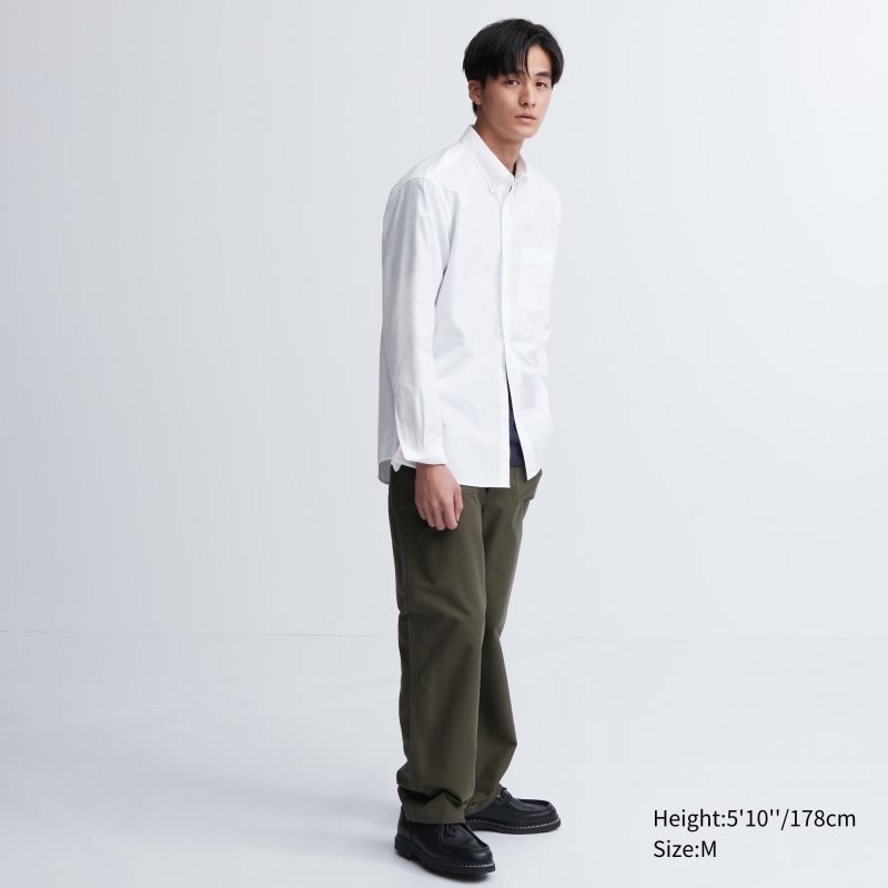 Chemises Uniqlo Extra Fine Cotton Broadcloth Long-sleeve Homme Blanche | 1676016