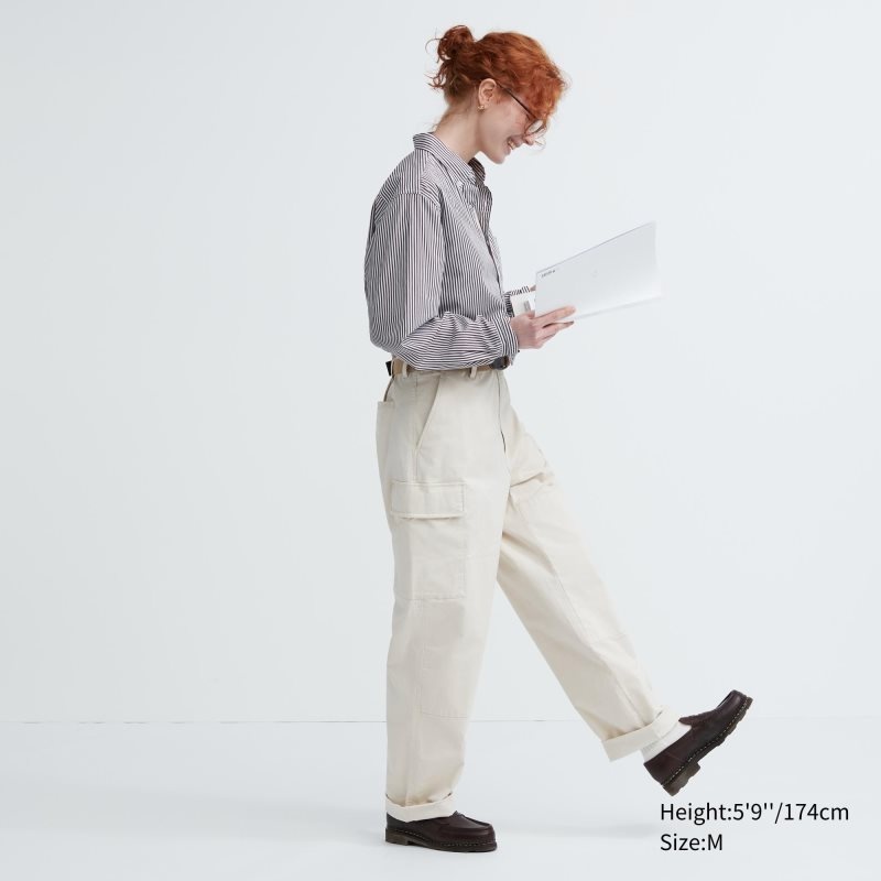 Chemises Uniqlo Extra Fine Cotton Broadcloth Striped Long-sleeve Homme Orange | 1950235