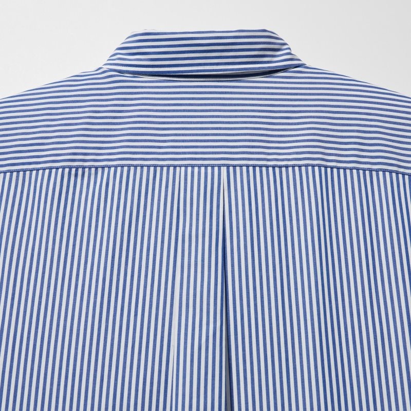Chemises Uniqlo Extra Fine Cotton Broadcloth Striped Long-sleeve Homme Orange | 1950235