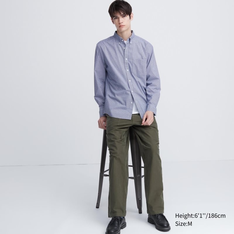 Chemises Uniqlo Extra Fine Cotton Broadcloth Long-sleeve Homme Bleu | 3776407